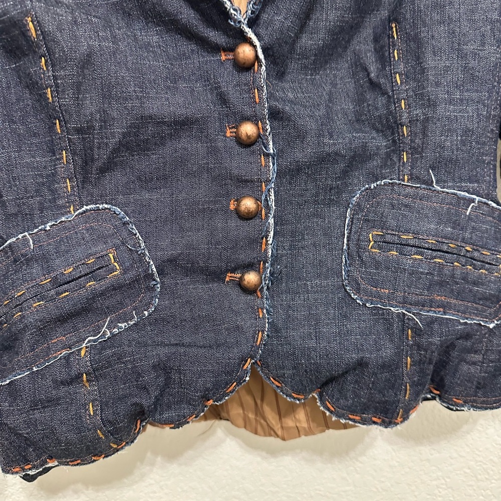 đź§µ Emil Rutenberg RARE Deconstructed Denim Blazer đź§Ą - Picture 7 of 8
